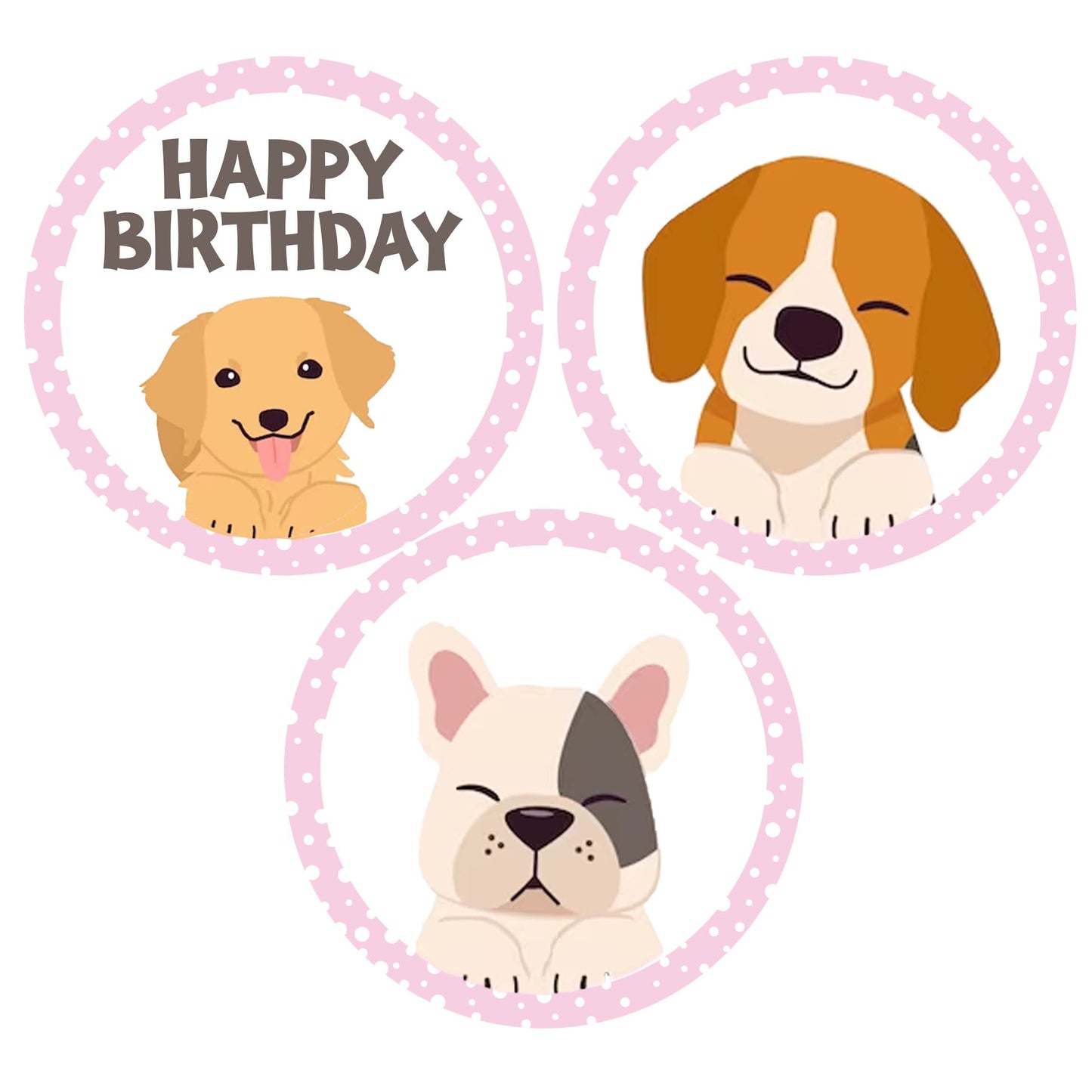 Dog Theme Birthday Party Cupcake Toppers