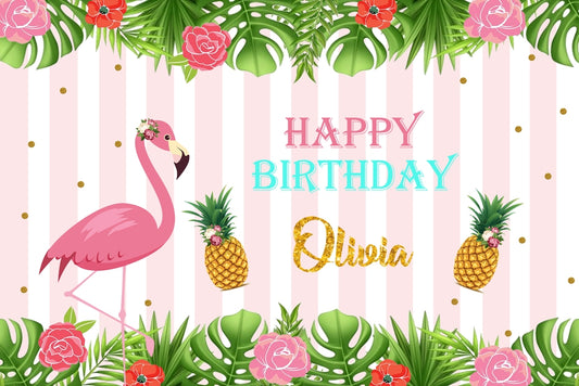 Personalize Flamingo Backdrop Banner