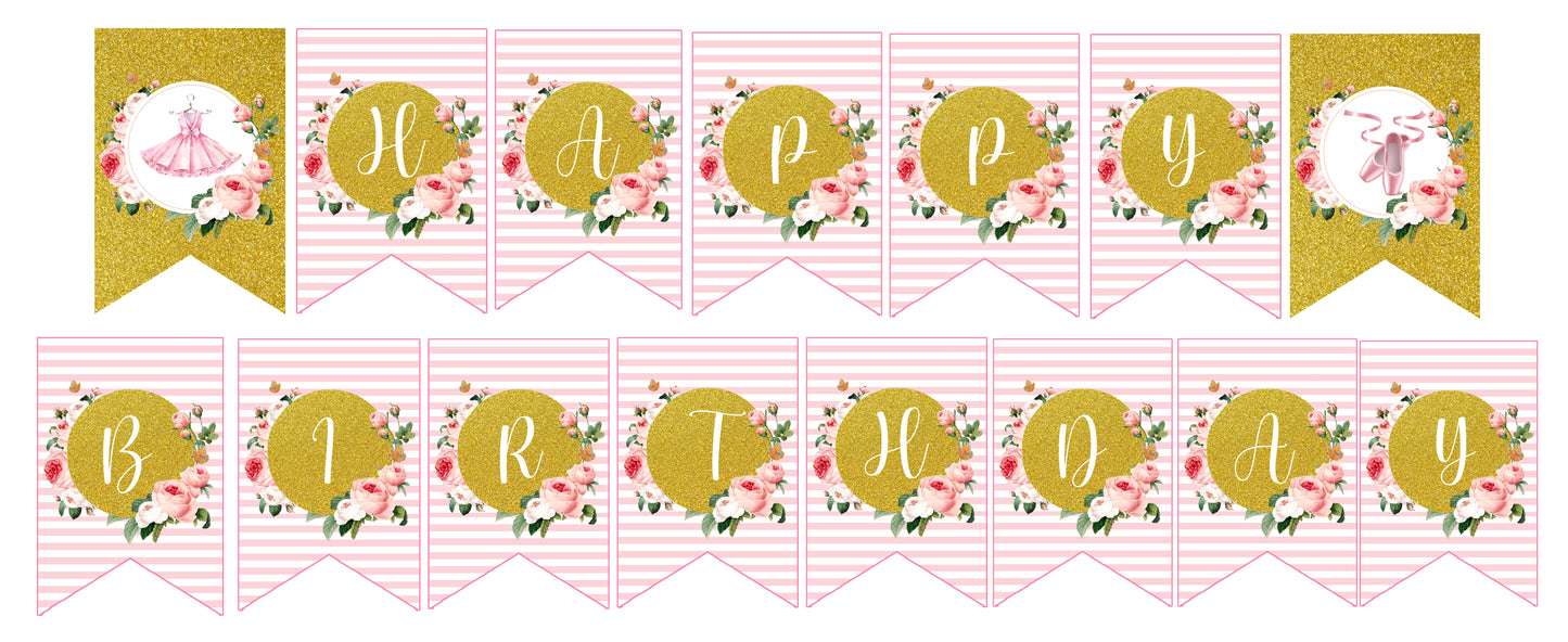 Ballerina Theme Birthday Party Banner for Decoration