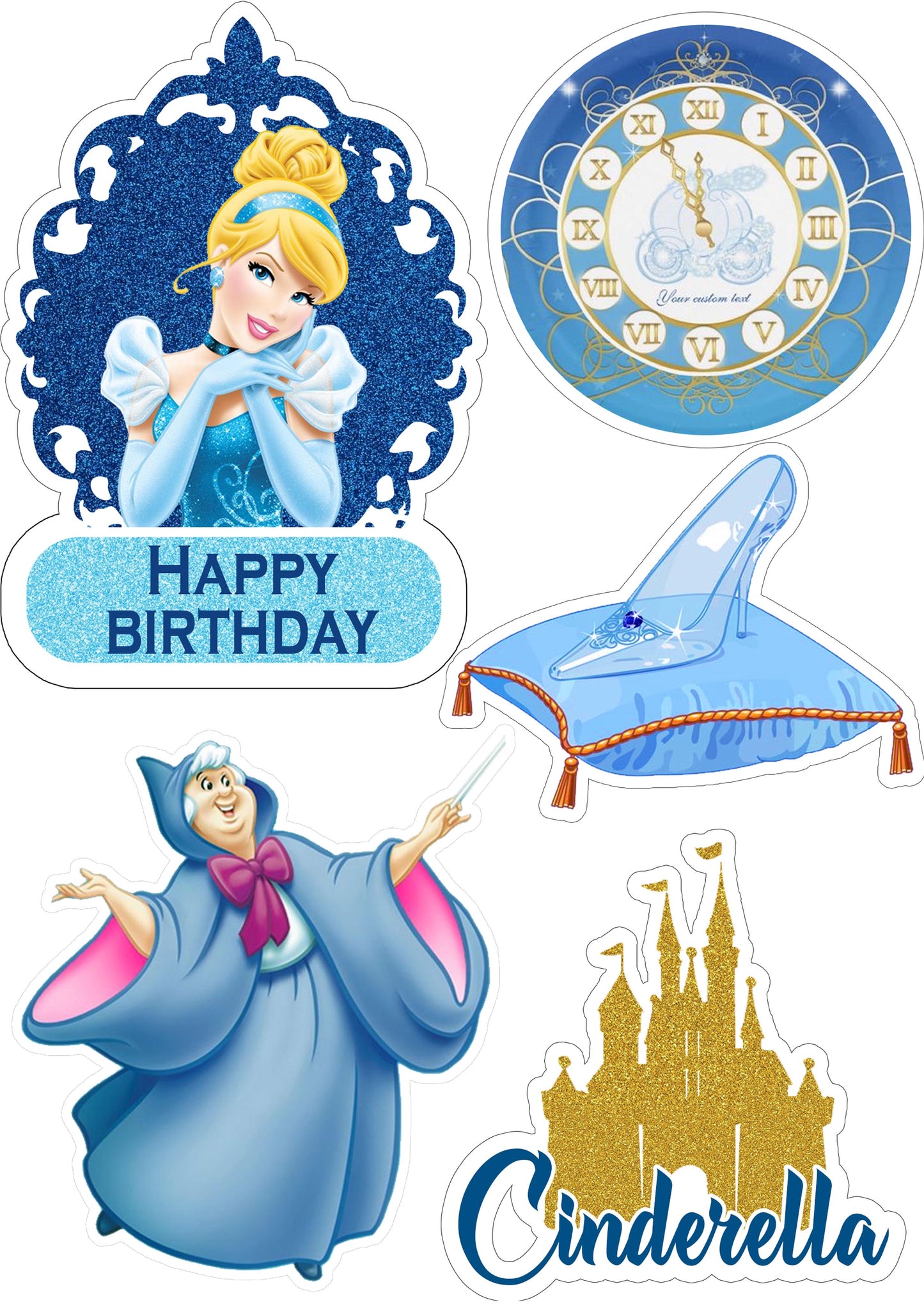 Cinderella Theme Birthday Party Cutouts