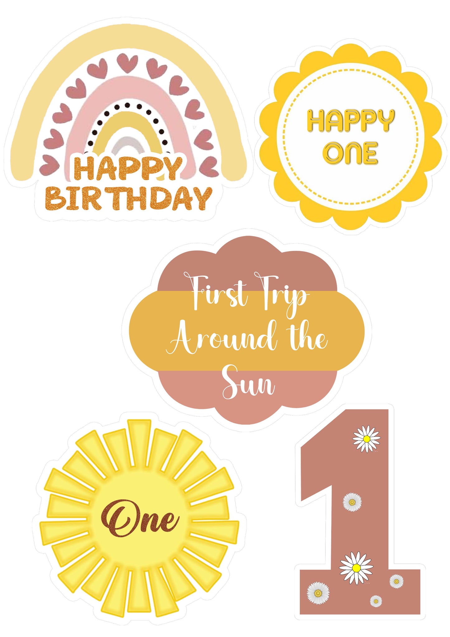 First Trip Around the Sun Theme Birthday Party Cutouts