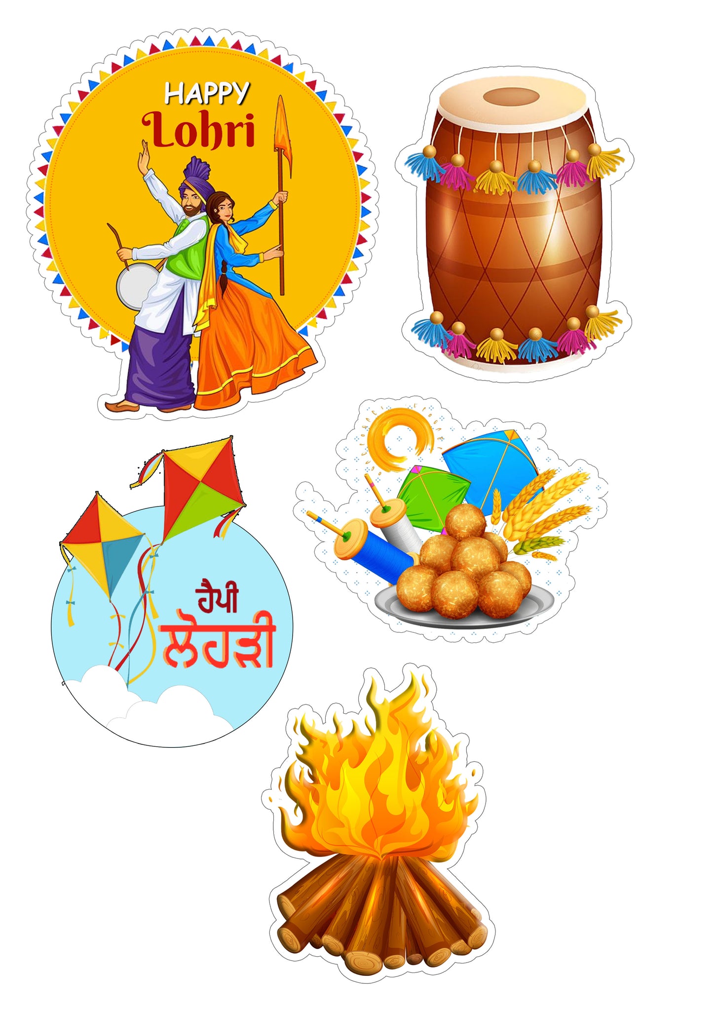 Lohri Party Cutout Pack For Decoration