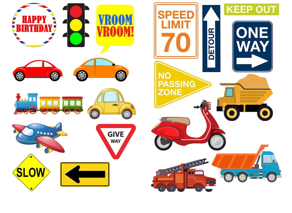 Transport Theme Birthday Party Photo Booth Props Kit