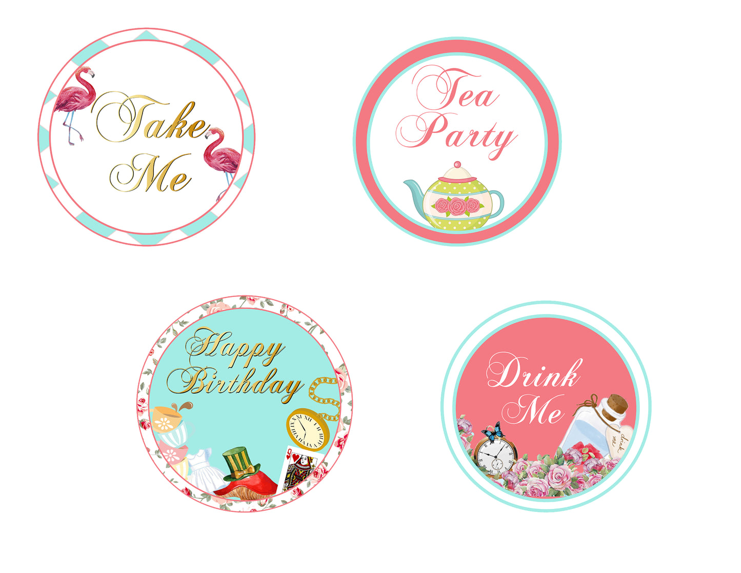 Alice Tea Party Theme Birthday Party Paper Decorative Straws