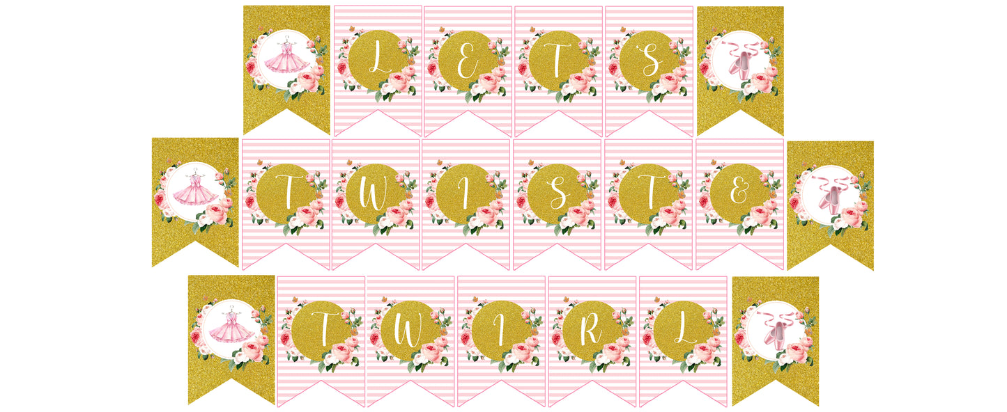 Ballerina Theme Birthday Party Banner for Decoration