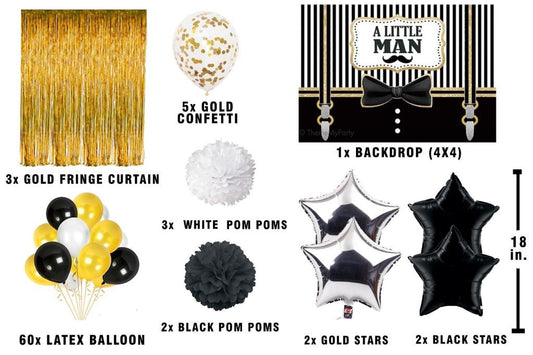 Little Man Theme Birthday Party Complete Party Set for Boys