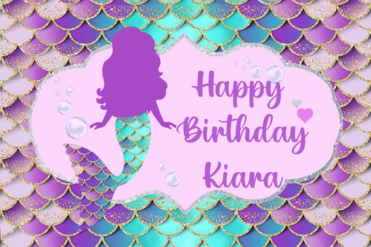 Personalize Mermaid Backdrop Banner