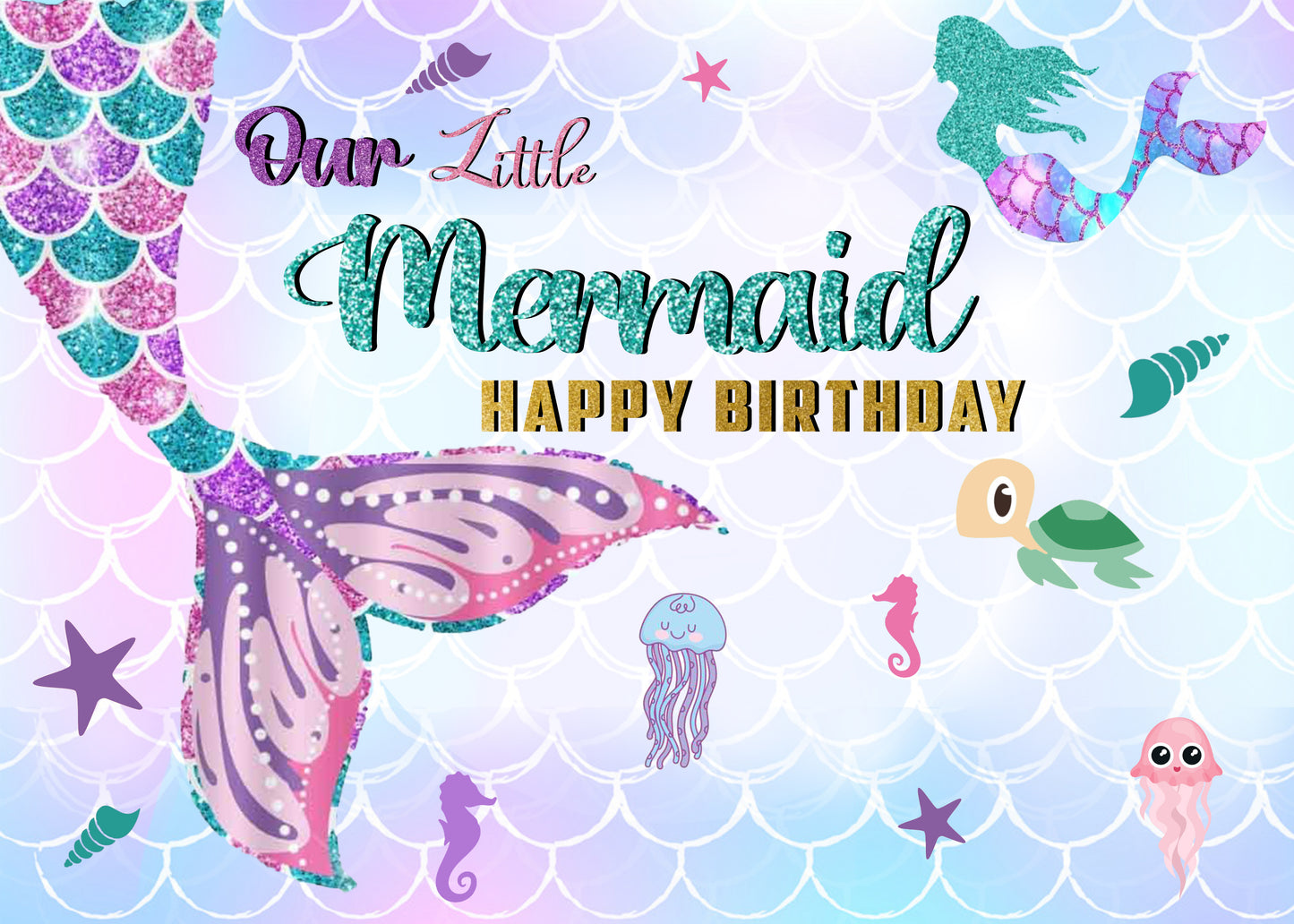 Mermaid Theme Birthday Party Backdrop