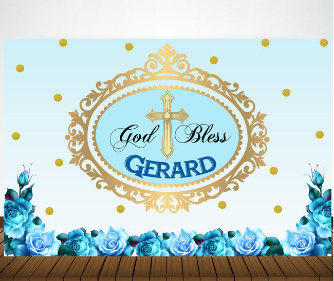 Baptism Ceremony Boy Backdrop Banner Decoration