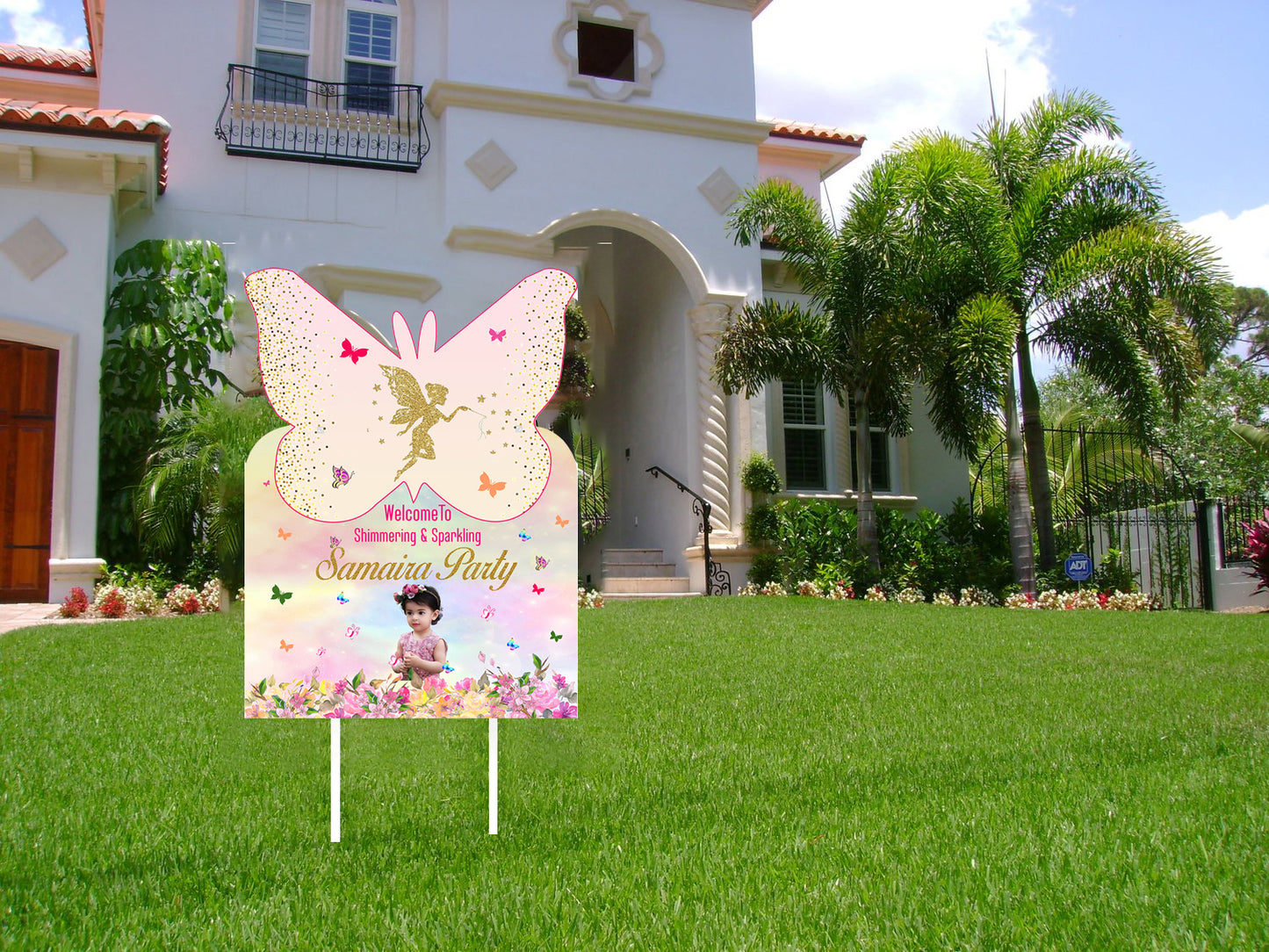 Butterflies & Fairies Theme Birthday Party Welcome Board