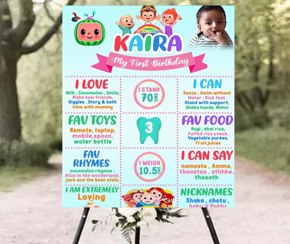 Cocomelon Customized Chalkboard/Milestone Board for Kids Birthday Party