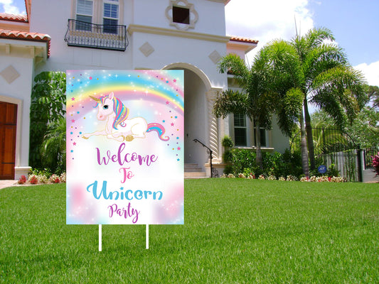 Unicorn Theme Birthday Party Welcome Board