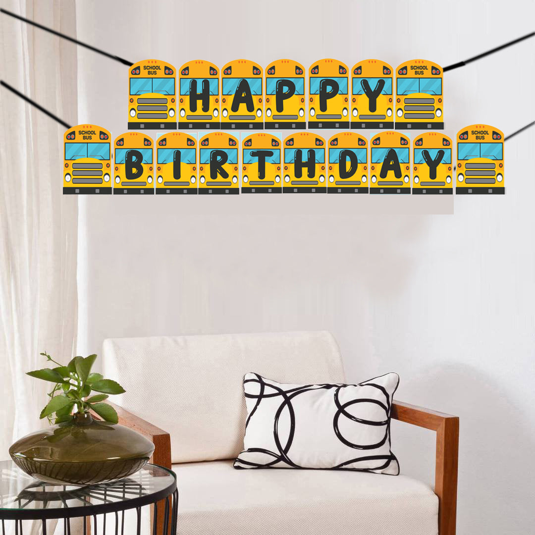 Wheels on the Bus Theme Birthday Party Banner for Decoration