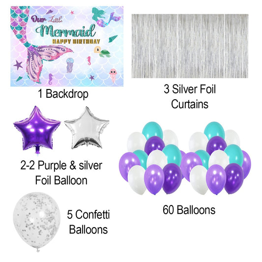 Mermaid Theme Birthday Party Complete Party Set for Girls