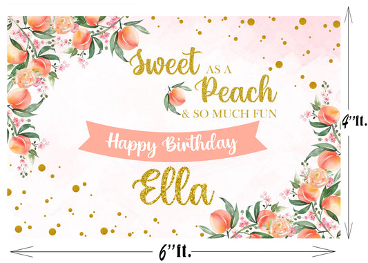 Personalize Girl Birthday Backdrop Banner
