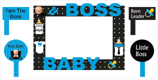 Boss Baby Theme Birthday Party Selfie Photo Booth Frame & Props