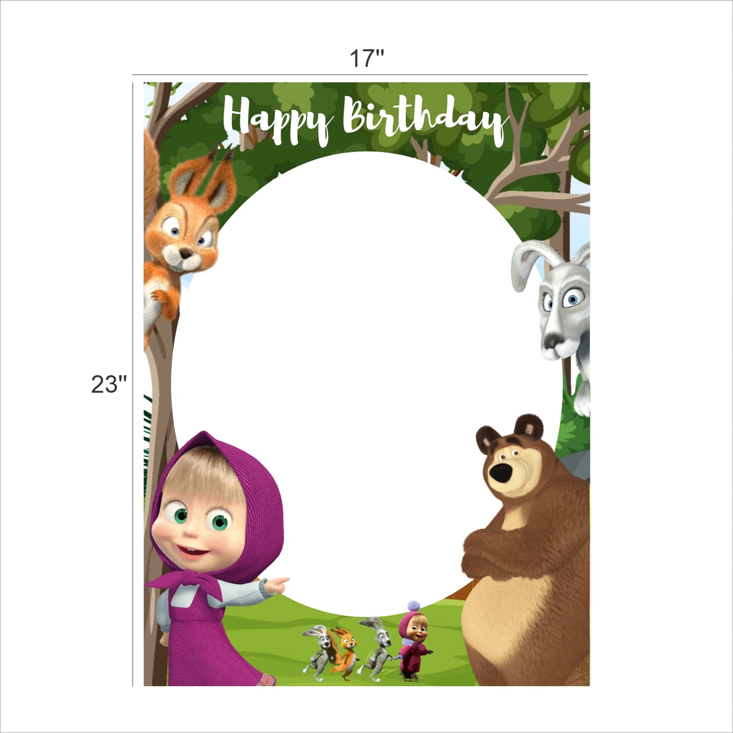 Masha and the Bear Theme Birthday Party Selfie Photo Booth Frame