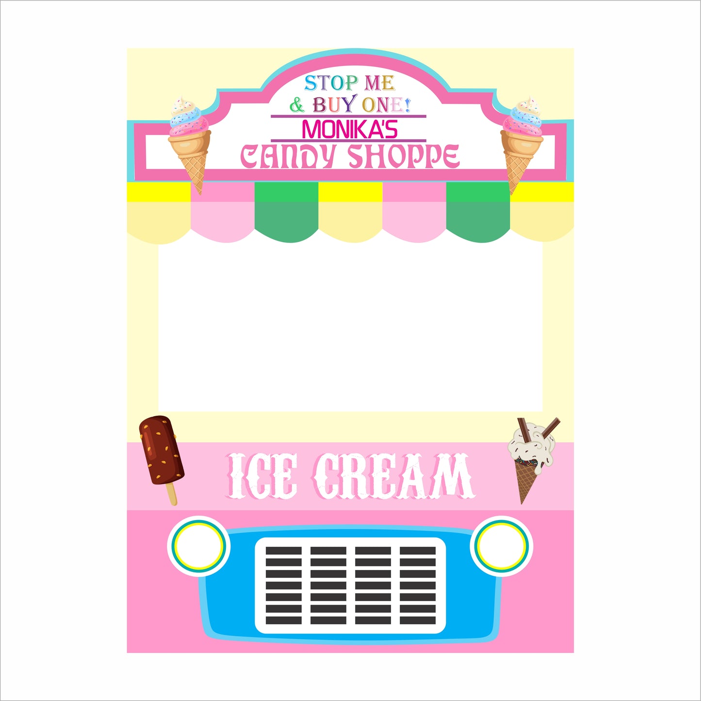 Candy Land Theme Birthday Party Selfie Photo Booth Frame