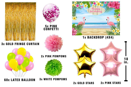 Flamingo Theme Birthday Party Complete Decoration Kit