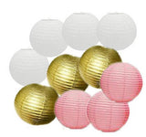 Pink Gold And White Paper Lanterns -12"Inch Great For Milestone Birthday Parties ,Girls Birthday Parties,Baby Welcome