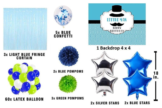 Little Man Theme Birthday Party Complete Party Set for Boys