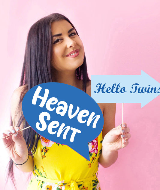 Twin Boys Theme Birthday Party Photo Booth Props Kit