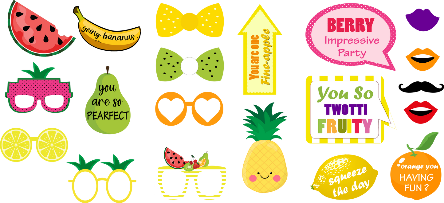 Twotti Fruity Theme Birthday Party Photo Booth Props Kit