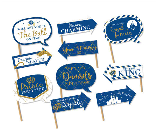 Prince Birthday Party Photo Booth Props Kit