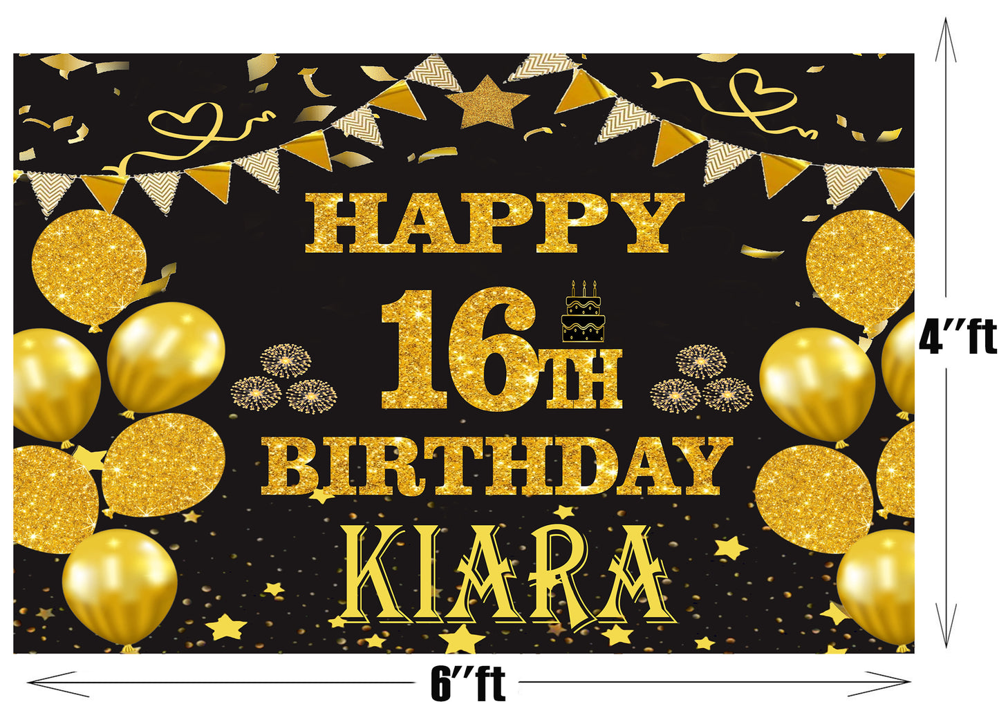 Personalize16th Birthday Party Backdrop Banner