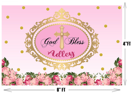 Baptism Ceremony Girl Backdrop Banner Decoration