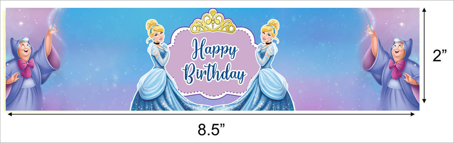 Cinderella Theme Birthday Party Water Bottle Labels