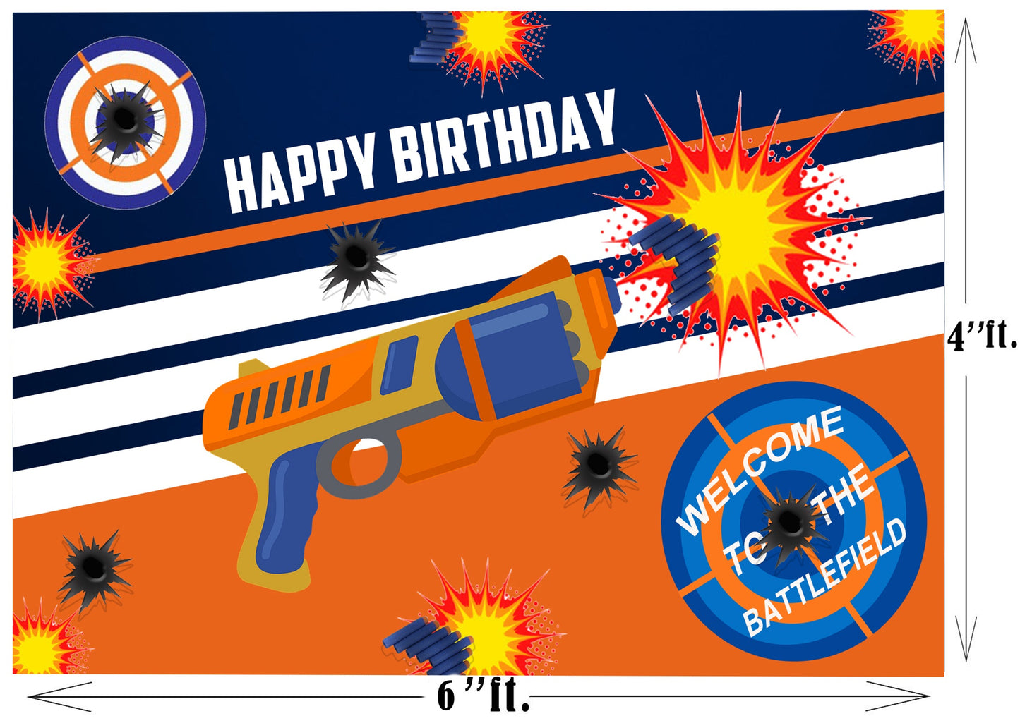 Battle Field - Birthday Party Backdrop For Photography Banner Kids Event Cake Table Decor Home Decoration