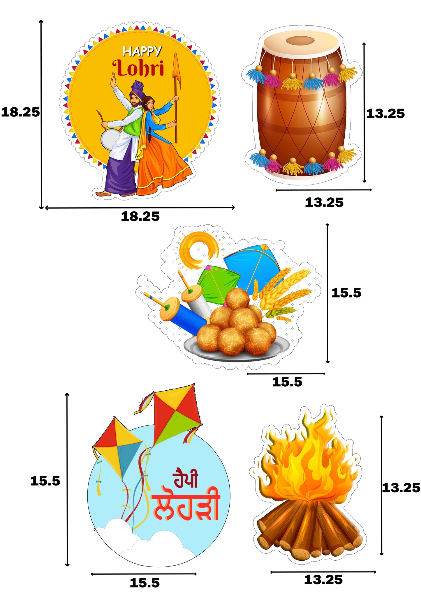 Lohri Party Cutout Pack For Decoration
