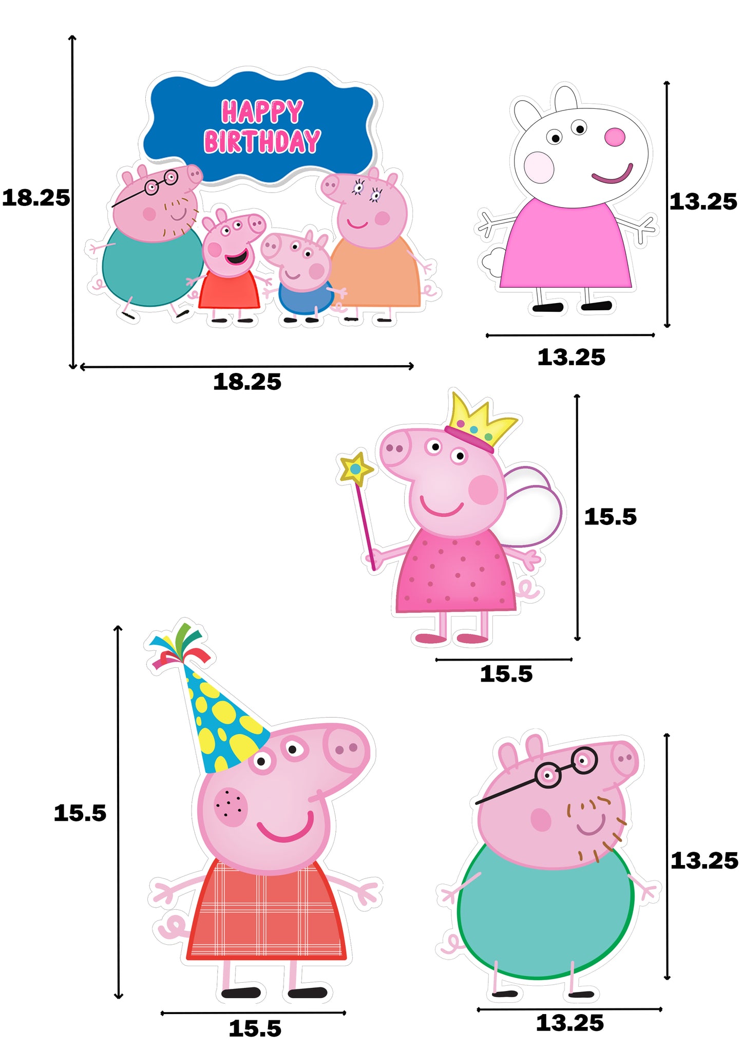 Peppa Pig Theme Birthday Party Cutouts