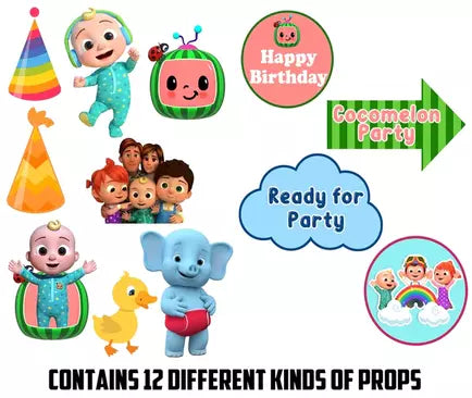 Cocomelon Theme Birthday Party Photo Booth Props Kit