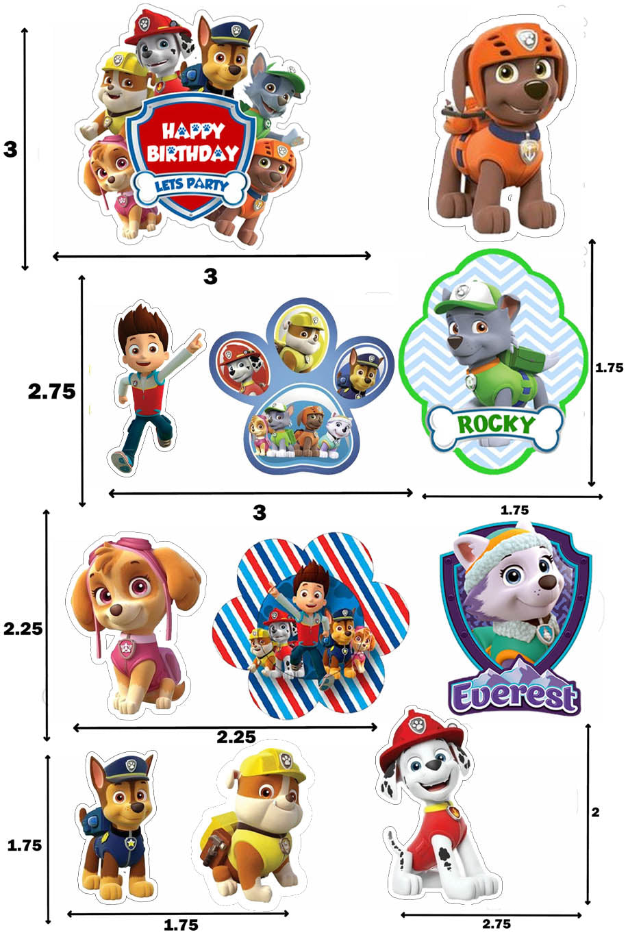 Paw Patrol Theme Birthday Party Cake Topper