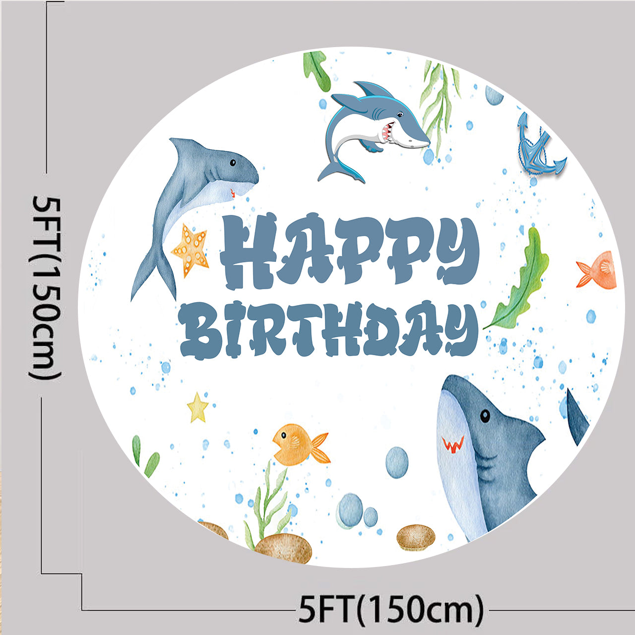 Baby Shark Theme Birthday Party Backdrop