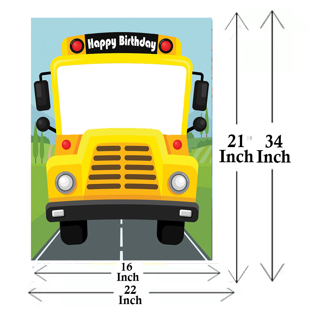 Wheels on the Bus Theme Birthday Party Selfie Photo Booth Frame
