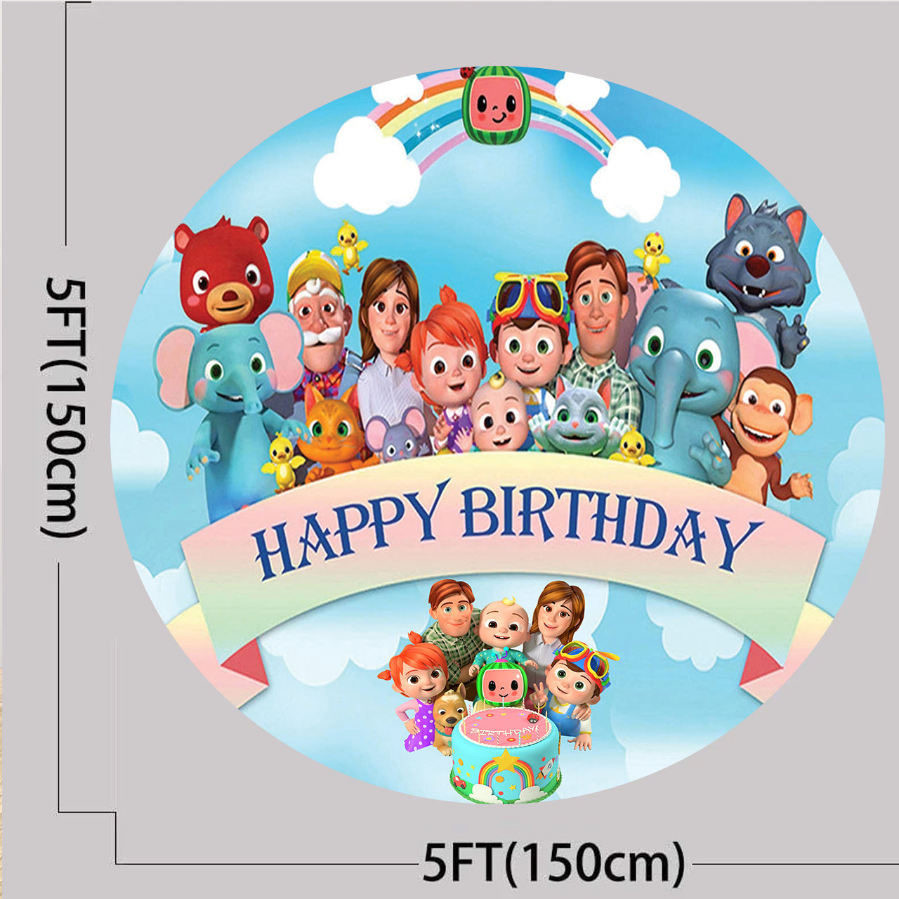 Cocomelon Theme Birthday Party Backdrop
