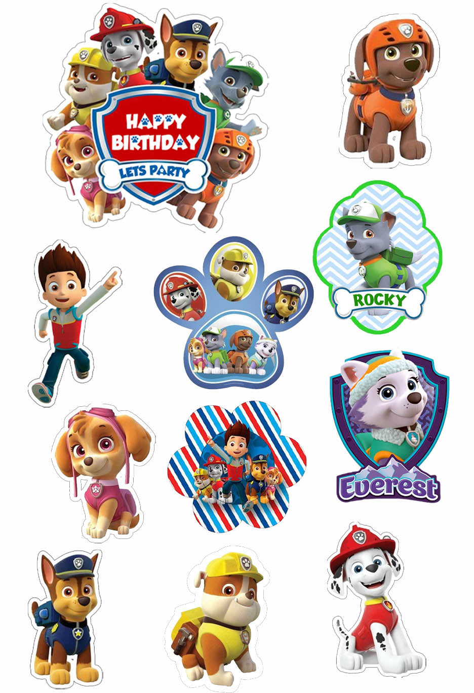 Paw Patrol Theme Birthday Party Cake Topper