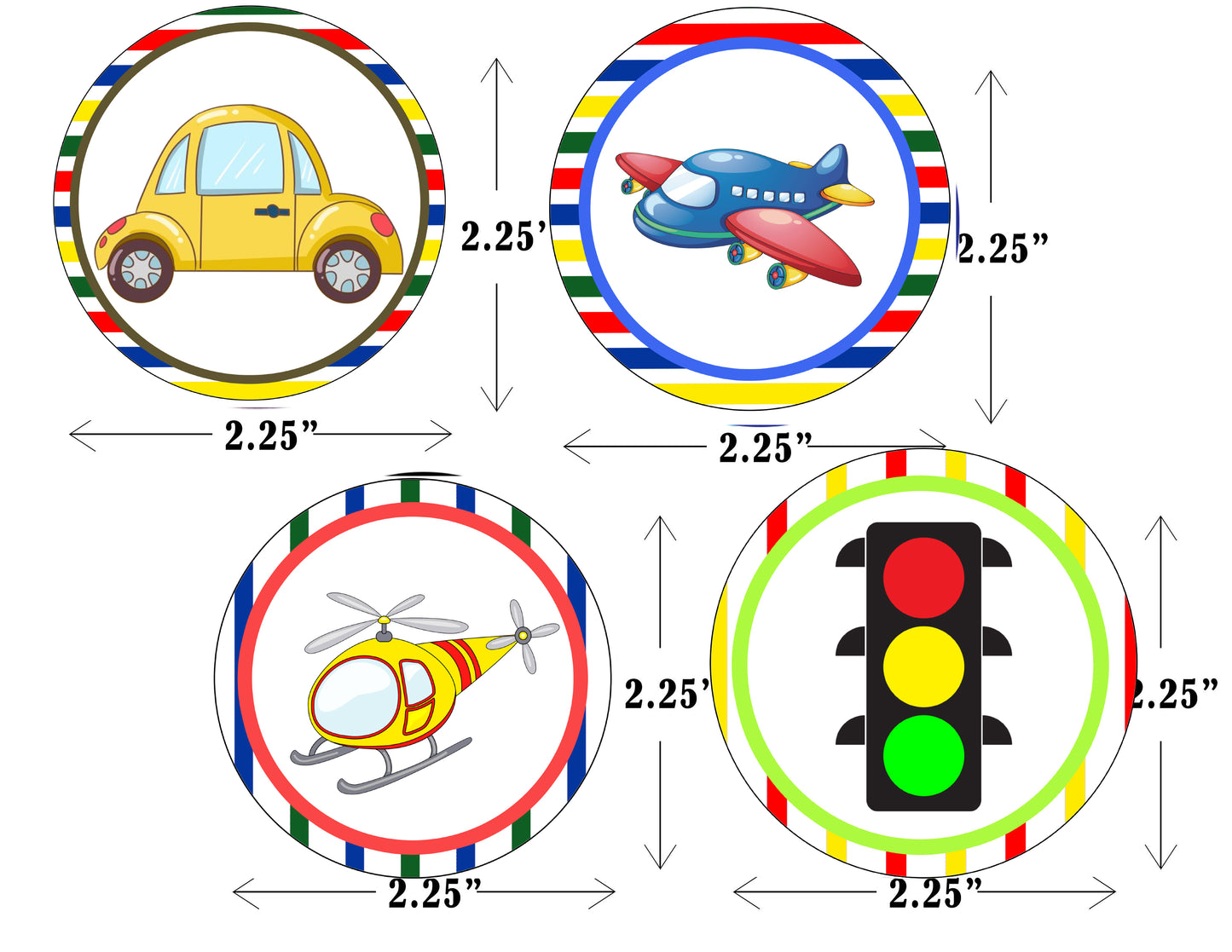 Transport Theme Birthday Party Cupcake Toppers for Decoration
