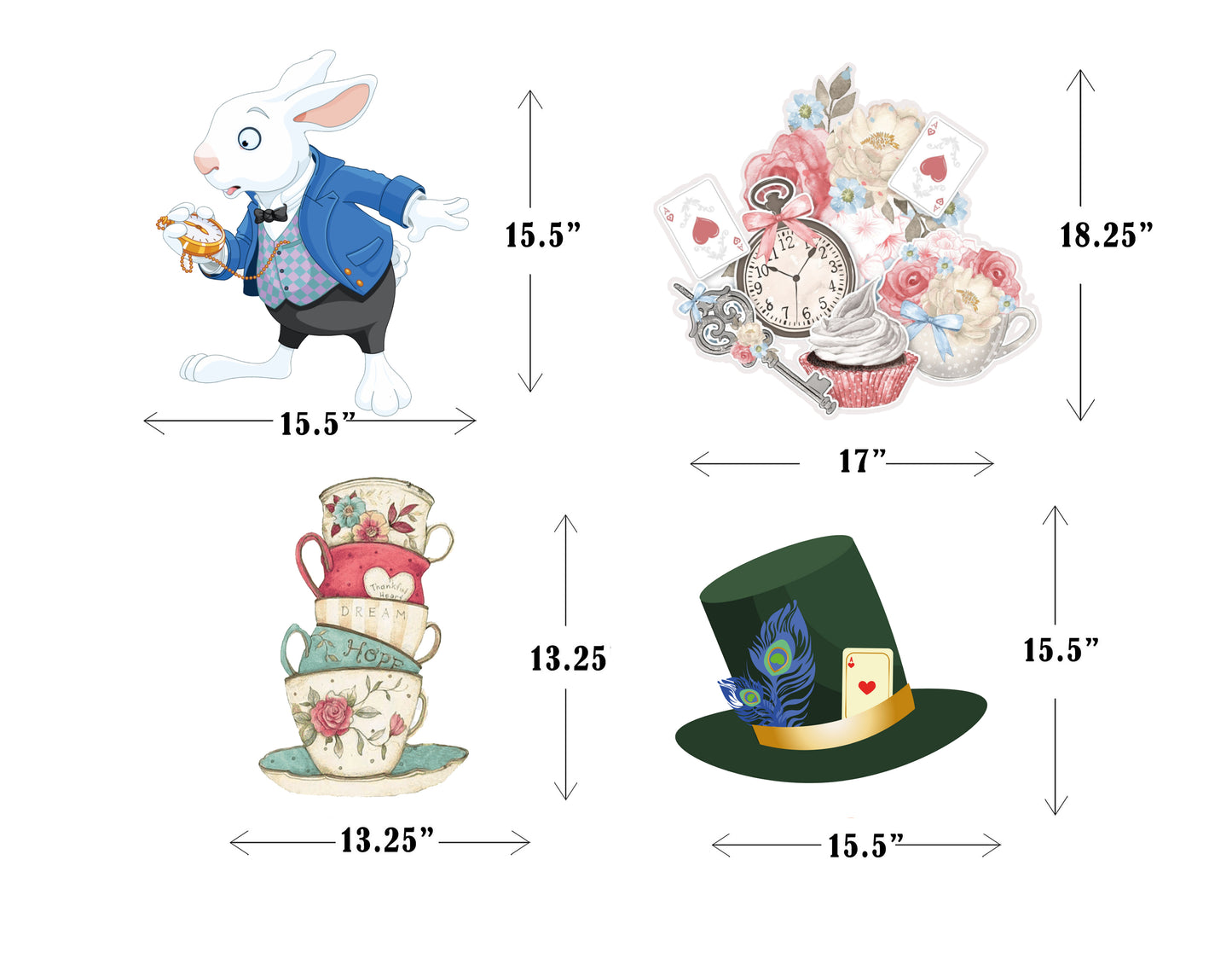 Alice Tea Party Theme Birthday Party Cutouts