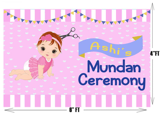 Mundan Ceremony / My First Haircut Girls Party Backdrop Banner