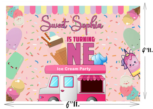 Personalize Ice Cream Backdrop Banner