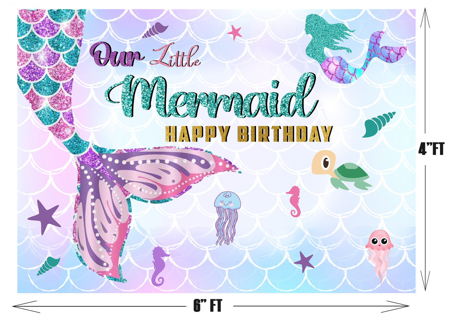 Mermaid Theme Birthday Party Backdrop