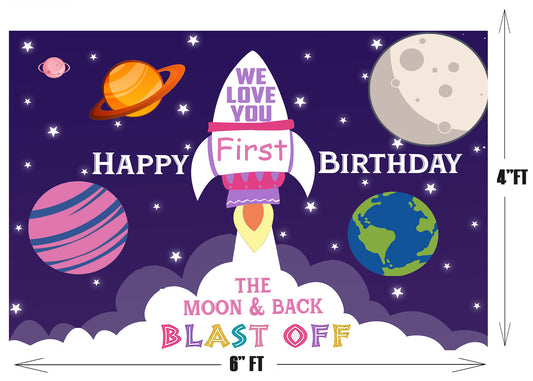 Space Theme Birthday Party Backdrop