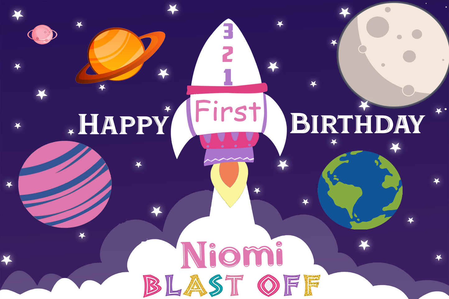 Personalize Space Backdrop Banner