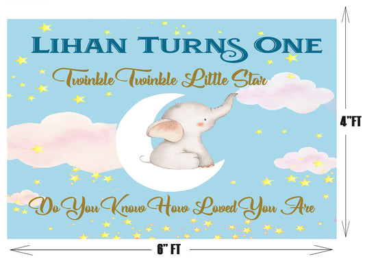 Personalize Twinkle Twinkle Little Star Backdrop Banner