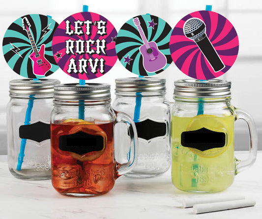 Rockstar Theme Birthday Party Paper Decorative Straws