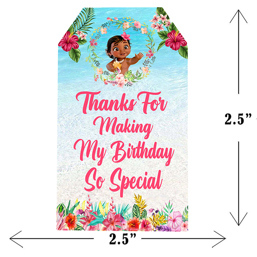 Moana Theme Birthday Party Thank You Gift Tags